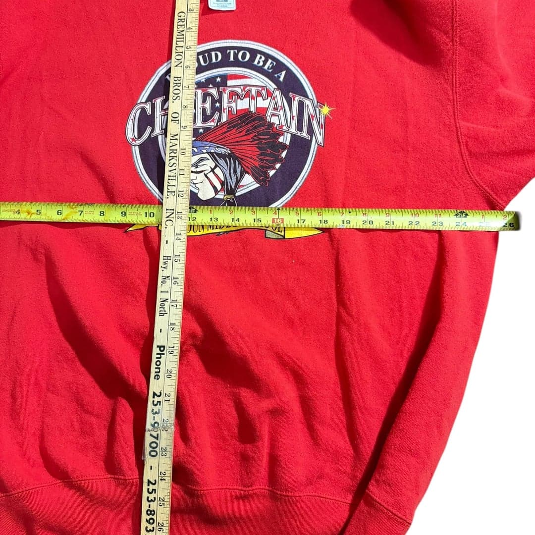 Vintage 90s Calhoun Middle School Chieftains Graphic Sweatshirt XXL Red - Thumbnail 6