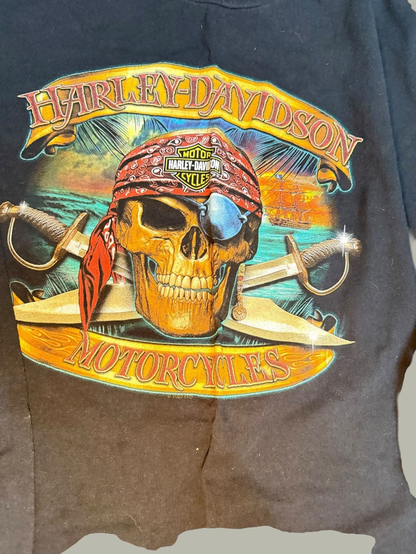Harley-Davidson Orlando Florida Pirate Skull Long Sleeve Graphic T-Shirt 3XL - Thumbnail 4