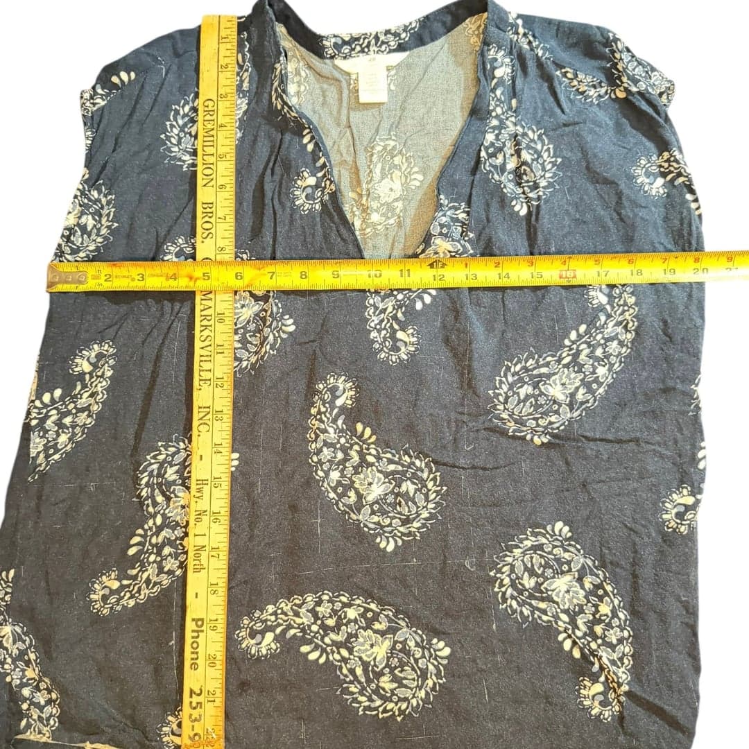 H&M Womens Paisley V Neck Sleeveless Blouse Blue Size 8 - Thumbnail 6