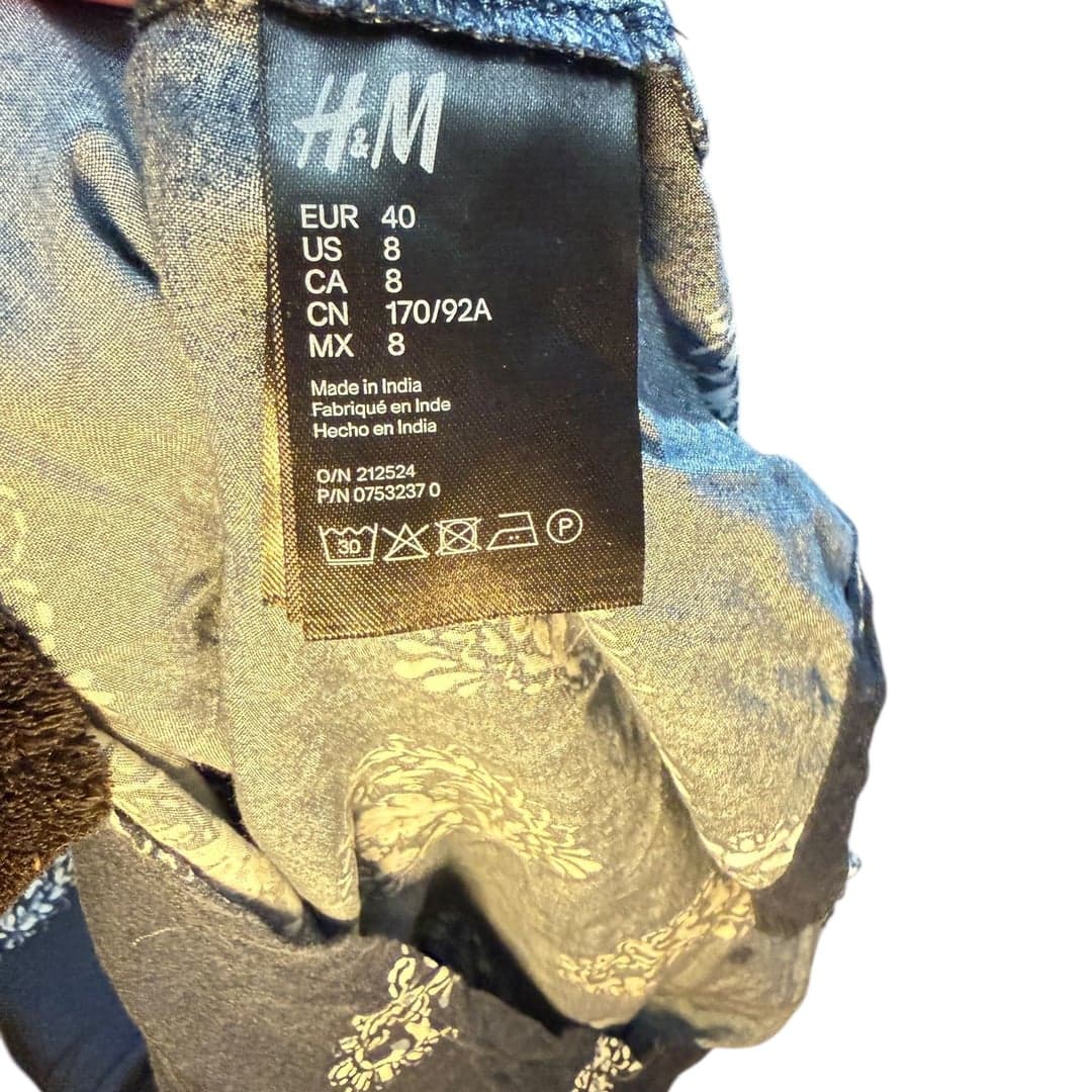 H&M Womens Paisley V Neck Sleeveless Blouse Blue Size 8 - Thumbnail 4