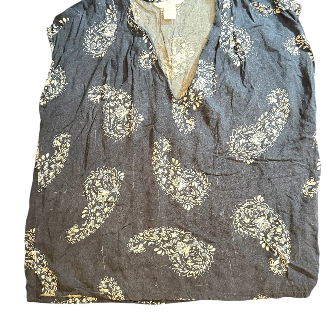 H&M Womens Paisley V Neck Sleeveless Blouse Blue Size 8 - Image 1