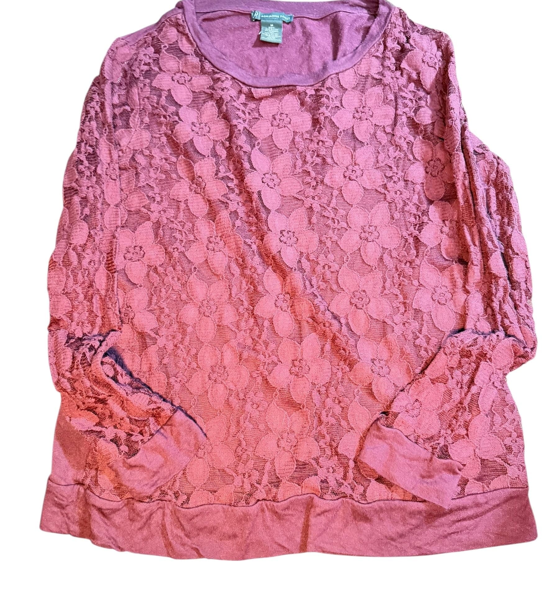Adrianna Papell Women’s Purple Lace Overlay Top - Size M - Image 1