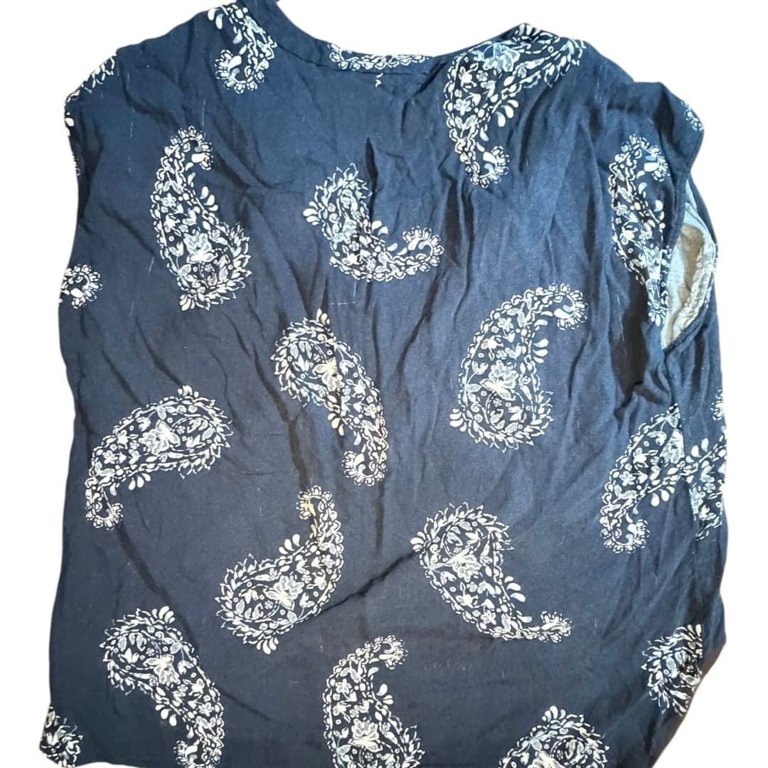 H&M Womens Paisley V Neck Sleeveless Blouse Blue Size 8 - Thumbnail 2
