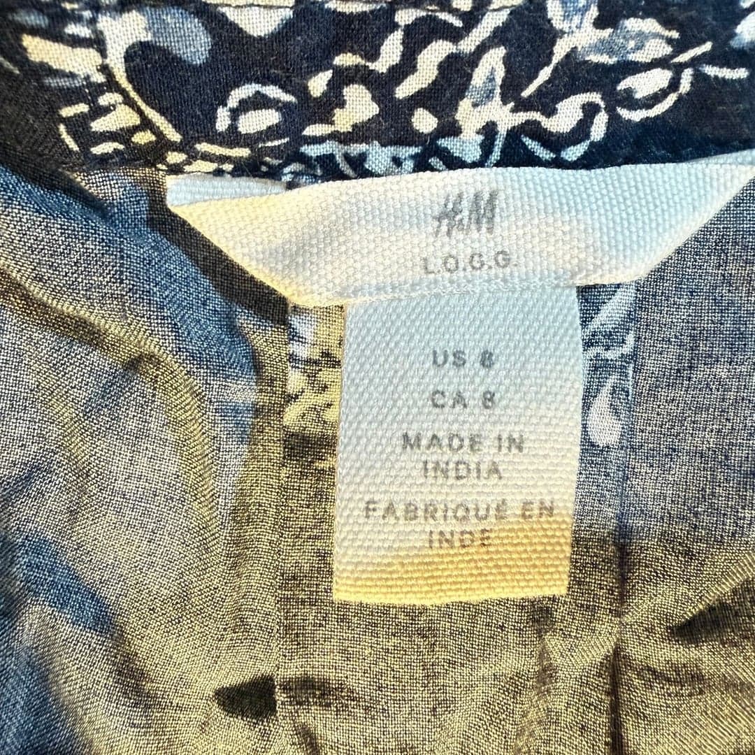 H&M Womens Paisley V Neck Sleeveless Blouse Blue Size 8 - Thumbnail 3