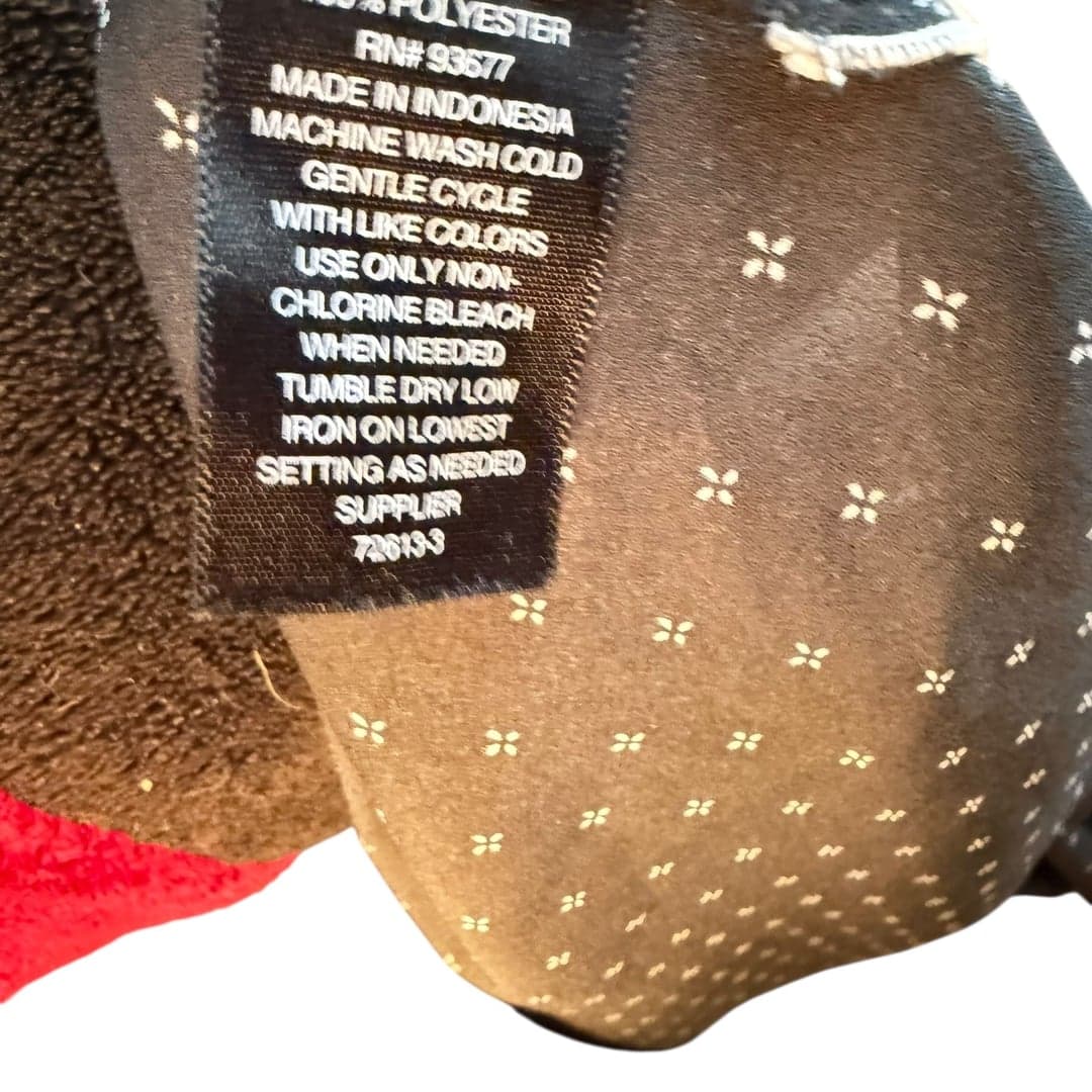 Worthington Womens L Gray Geometric Print V Neck Long Sleeve Blouse - Thumbnail 4