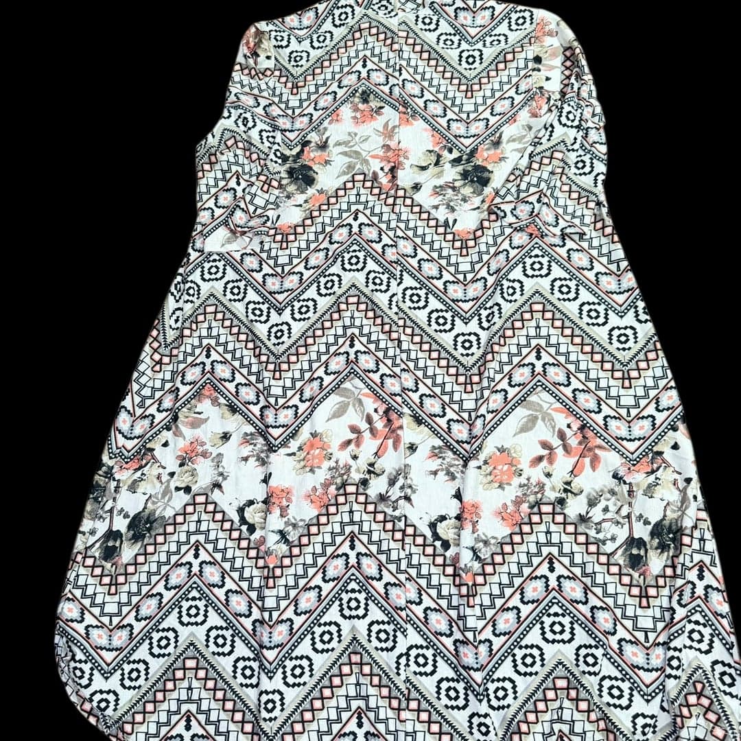 Adrienne Boho Floral Geometric Print Shift Dress - Size Small - Thumbnail 2