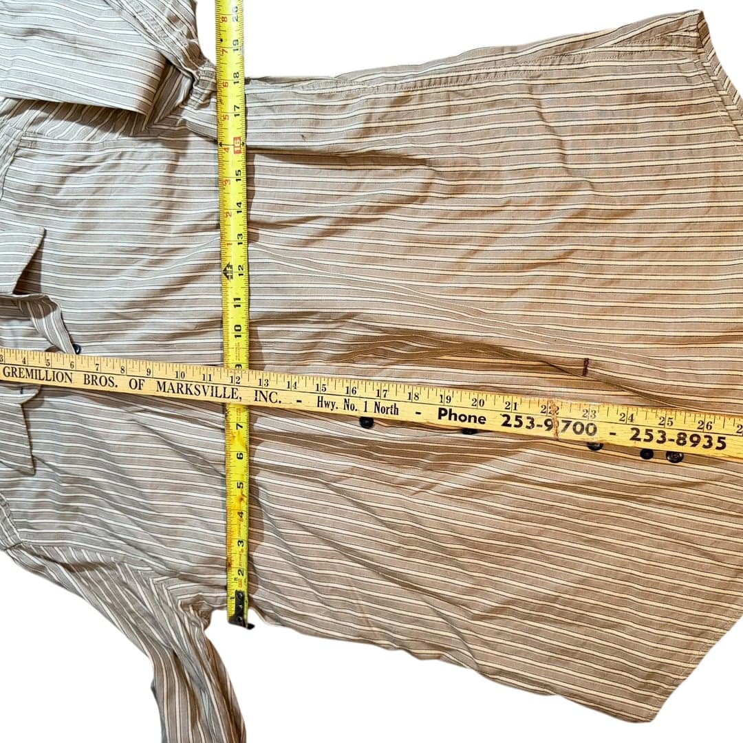 Gap Striped Button-Down Shirt - Men’s Small - Tan & White Vertical Stripes - Thumbnail 4