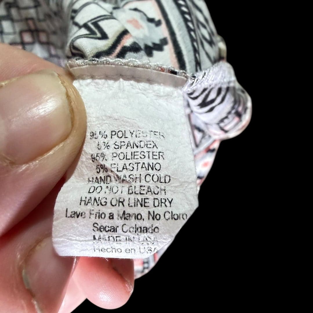 Adrienne Boho Floral Geometric Print Shift Dress - Size Small - Thumbnail 4