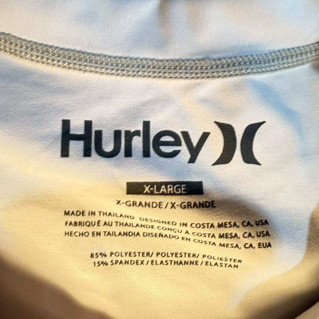 Hurley Men's Short Sleeve Rash Guard, Light Grey/Orange, Size XL — UPF 50+ - Thumbnail 3