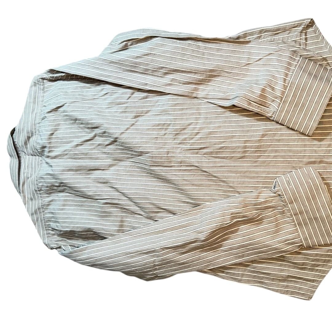 Gap Striped Button-Down Shirt - Men’s Small - Tan & White Vertical Stripes - Thumbnail 2