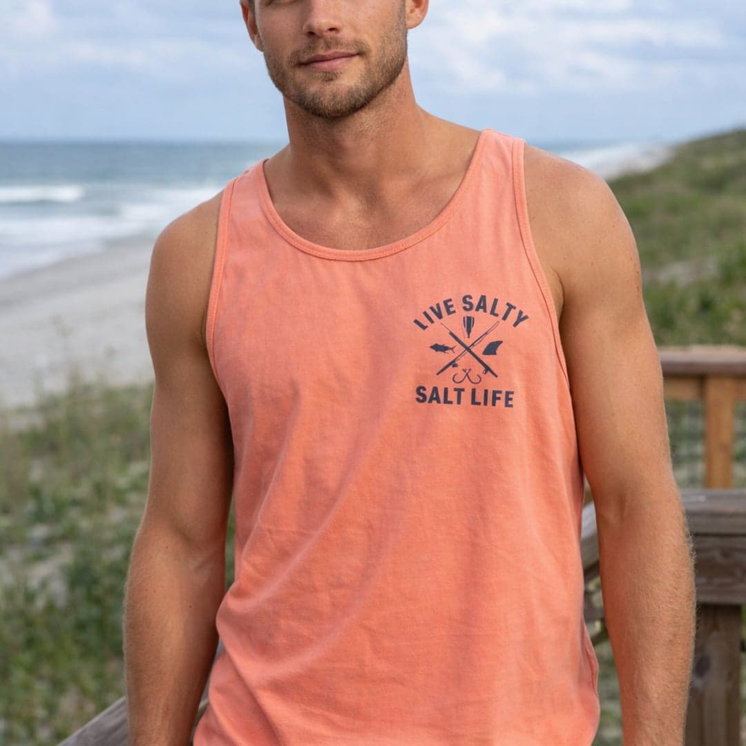Salt Life “Live Salty” Tank Top | Coral | Unisex Large - Thumbnail 2