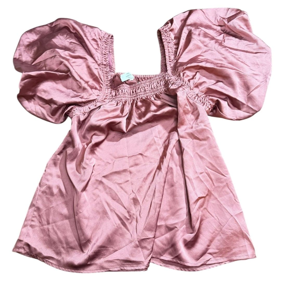 Entro Small Dusty Rose Smocked Puff Sleeve Top - Image 1