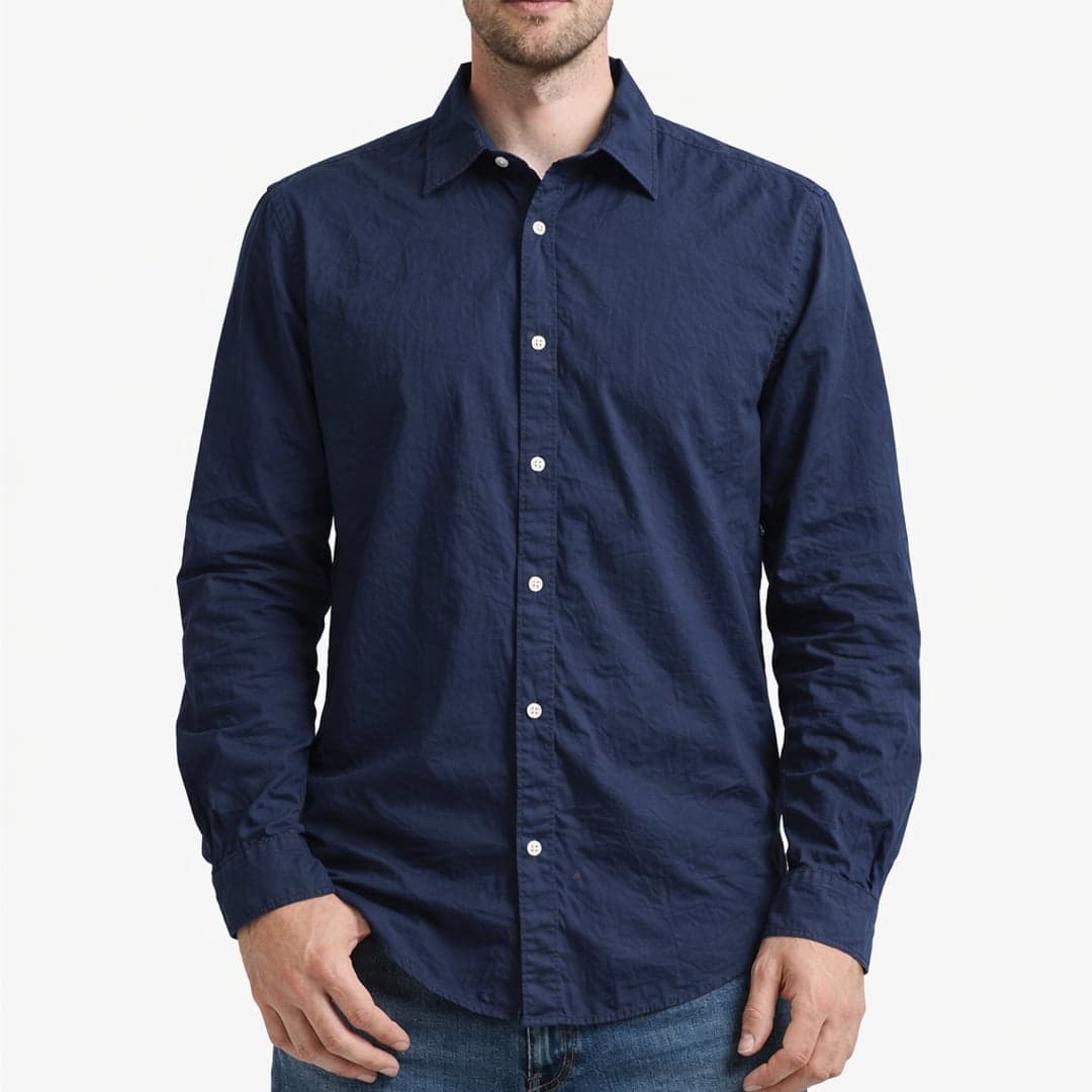 Men’s Claiborne Long Sleeve Button-Down Dress Shirt - Size XL - Navy Blue - Image 1