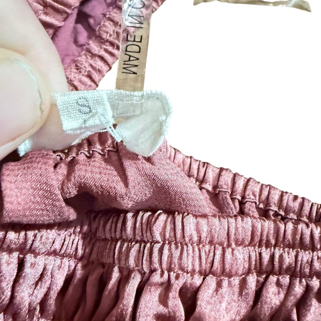 Entro Small Dusty Rose Smocked Puff Sleeve Top - Thumbnail 5