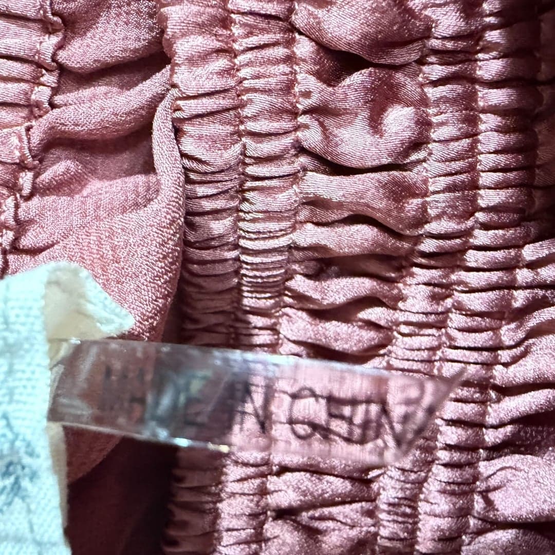 Entro Small Dusty Rose Smocked Puff Sleeve Top - Thumbnail 4