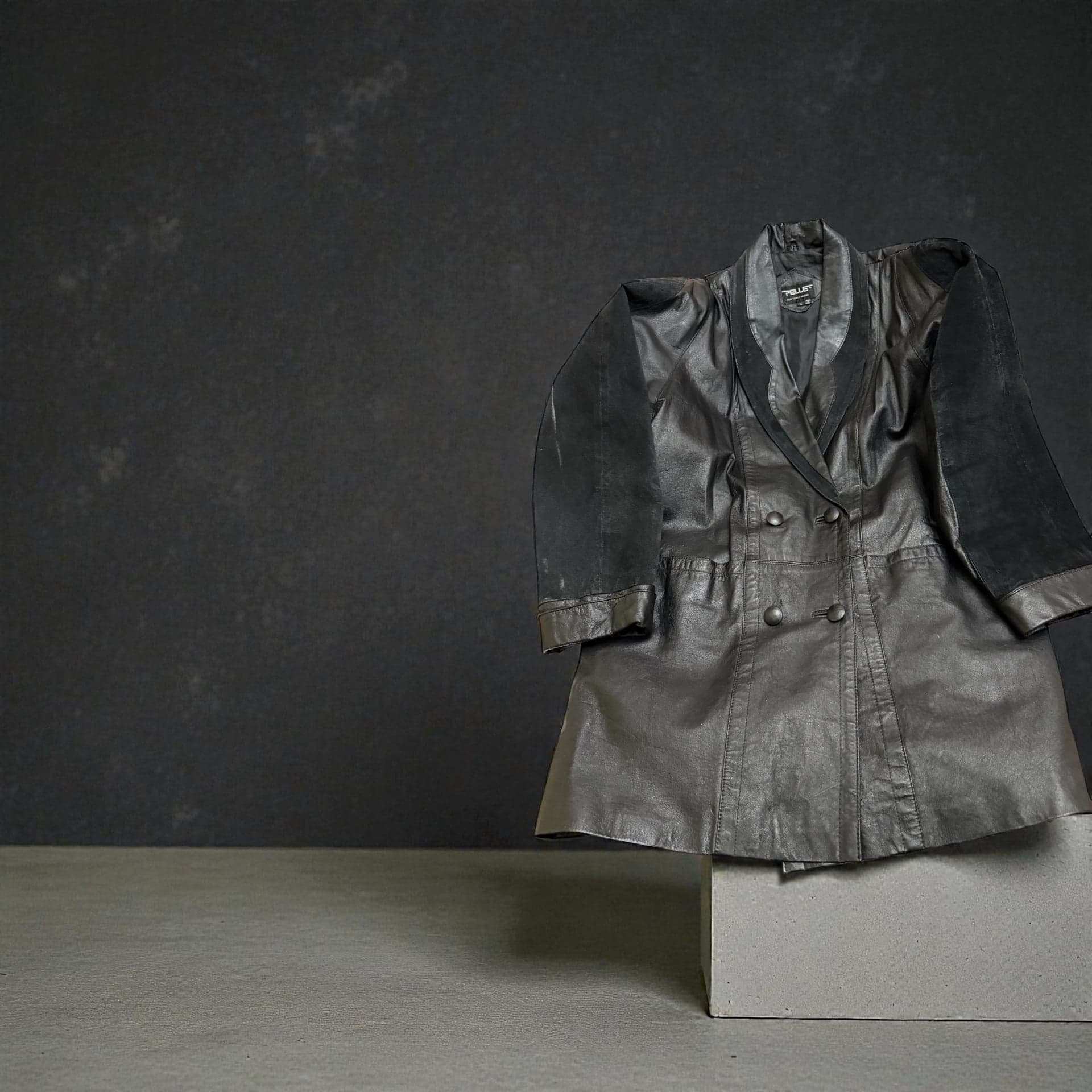 Pelle Y2K Black Leather Double Breasted Blazer Coat Women’s L