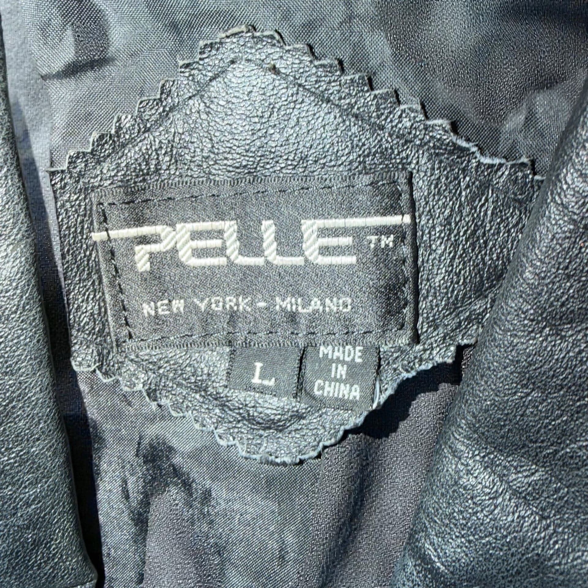 Pelle Y2K Black Leather Double Breasted Blazer Coat Women’s L - Thumbnail 3