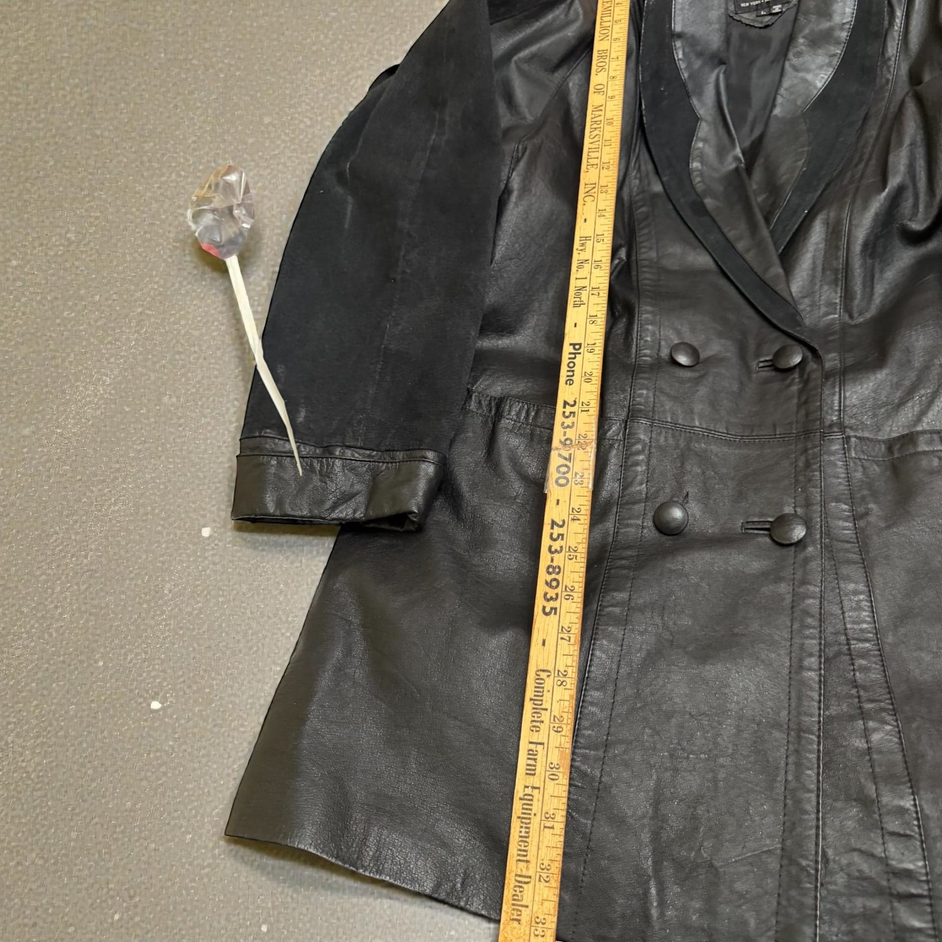 Pelle Y2K Black Leather Double Breasted Blazer Coat Women’s L - Thumbnail 7