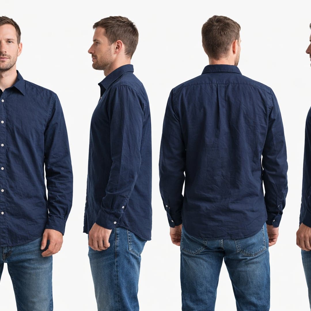 Men’s Claiborne Long Sleeve Button-Down Dress Shirt - Size XL - Navy Blue - Thumbnail 2