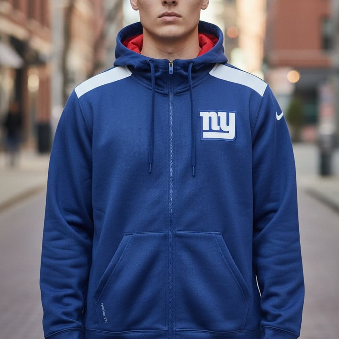 New York Giants Nike Therma Fit On Field Full Zip Hoodie Jacket - Thumbnail 2