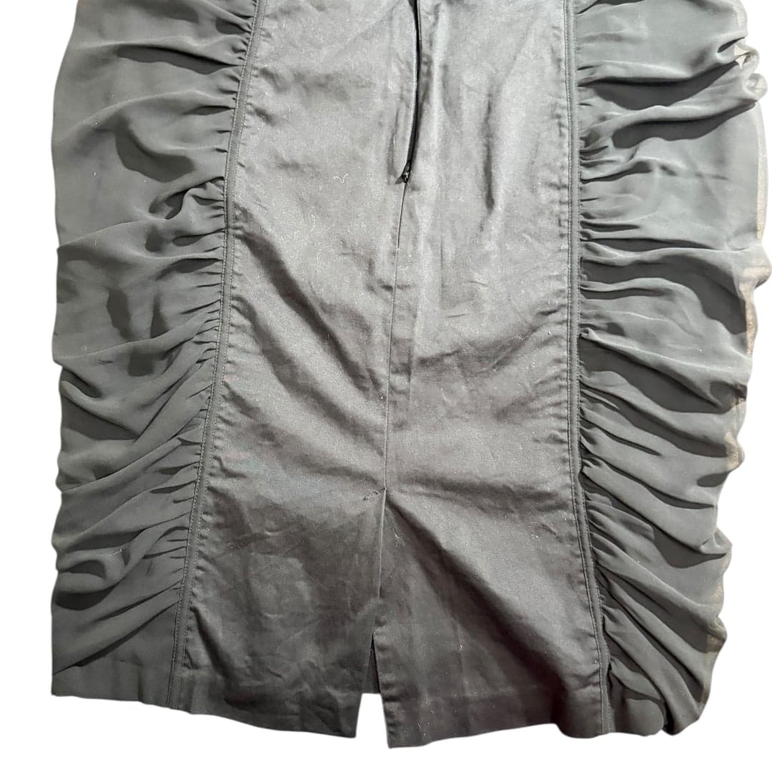 Nicole by Nicole Miller Ruched Pencil Skirt Womens Size 0 Black Back Zip - Thumbnail 2