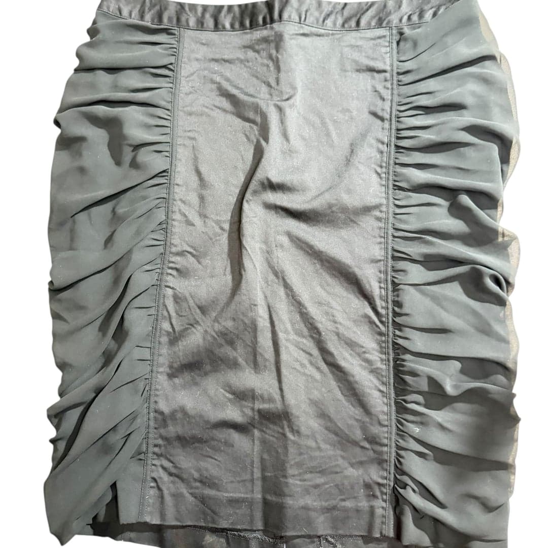 Nicole by Nicole Miller Ruched Pencil Skirt Womens Size 0 Black Back Zip