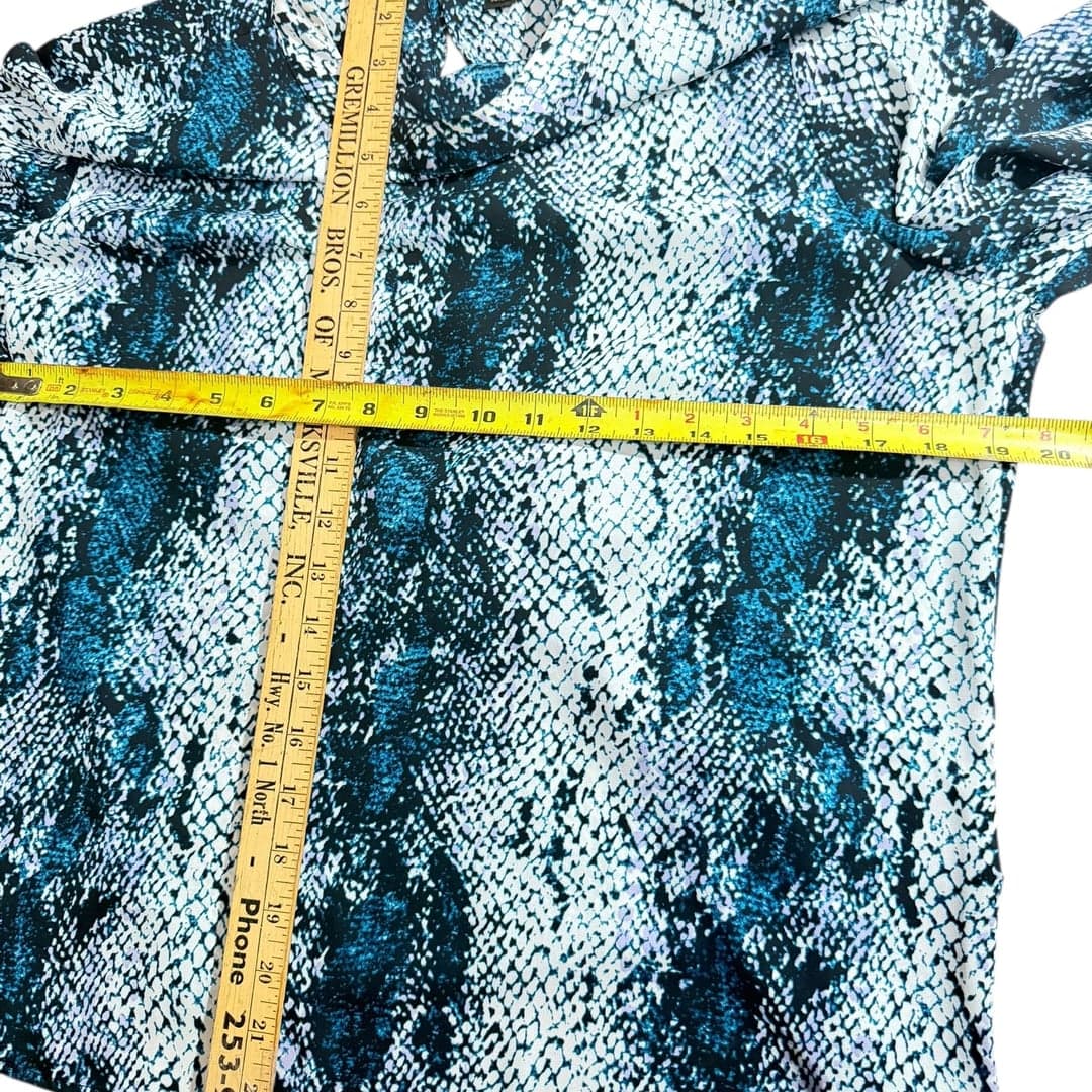 Worthington Women’s Snakeskin Print Blouse Blue Black Long Sleeve Size L - Thumbnail 4