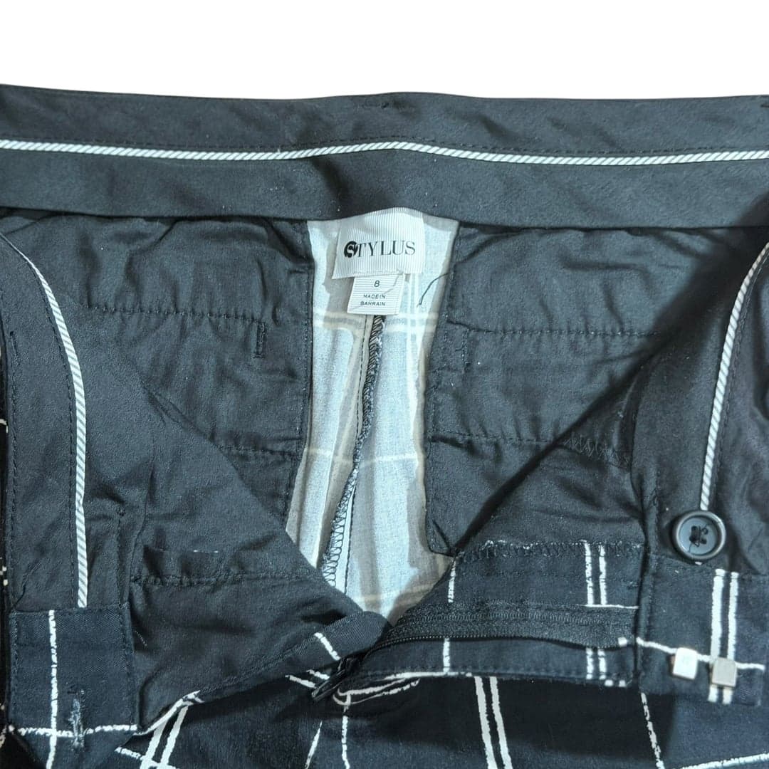 Stylus Black White Plaid Dress Pants Women’s 8 Ankle Straight Leg - Thumbnail 3