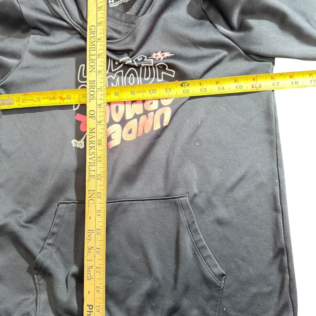 Under Armour Youth Large Black Pullover Hoodie Loose Fit Kangaroo Pocket - Thumbnail 5