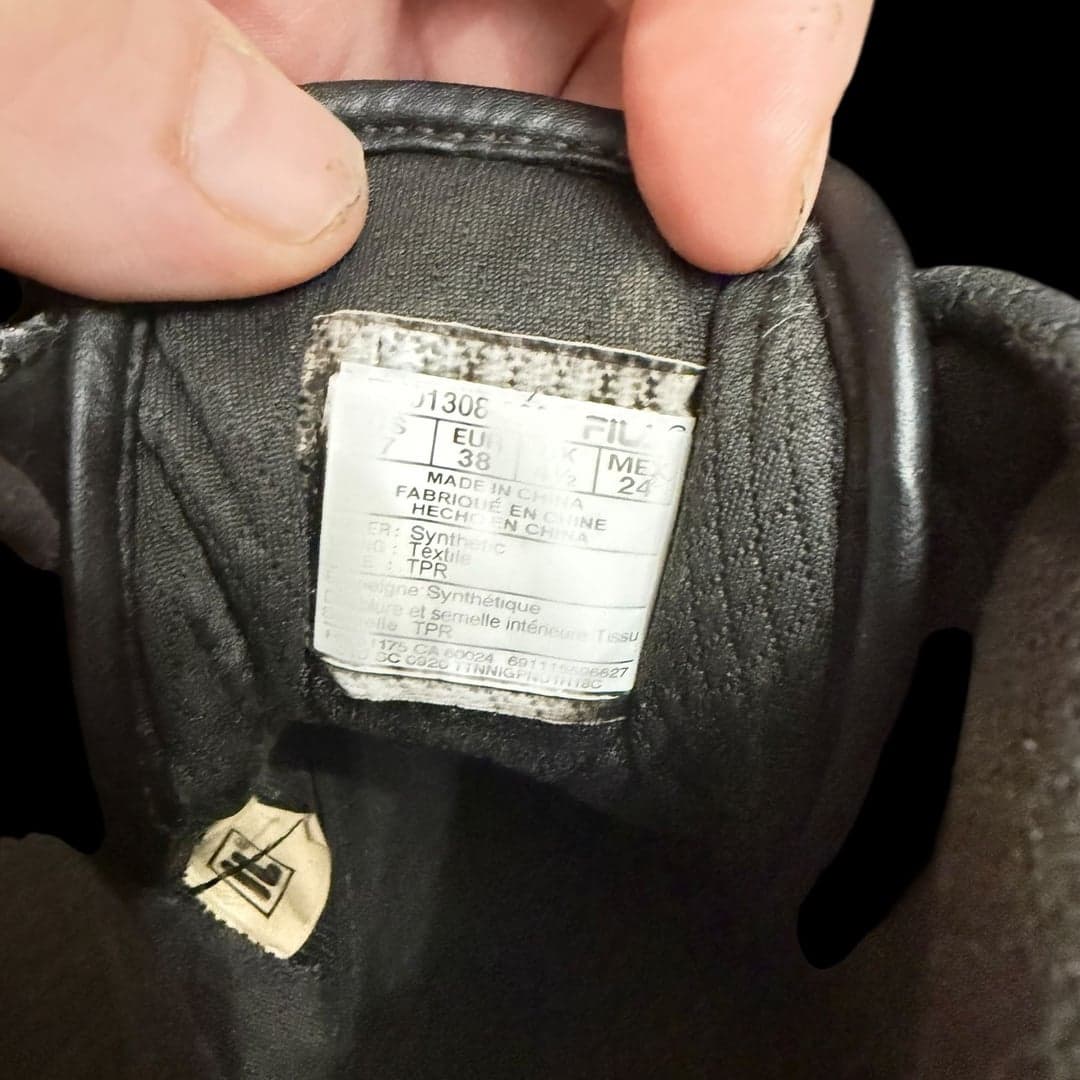 FILA Youth High Top Sneakers Black Paint Splatter Strap Size 6 EU 38 - Thumbnail 5