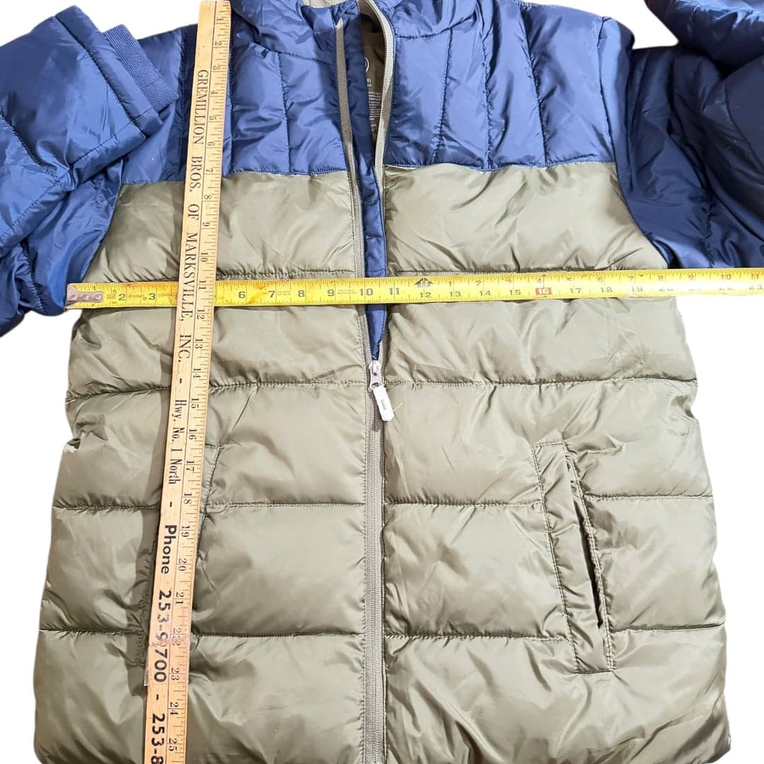 Wonder Nation Youth XXL 18 Puffer Jacket Hooded Olive Blue WB48305 - Thumbnail 4