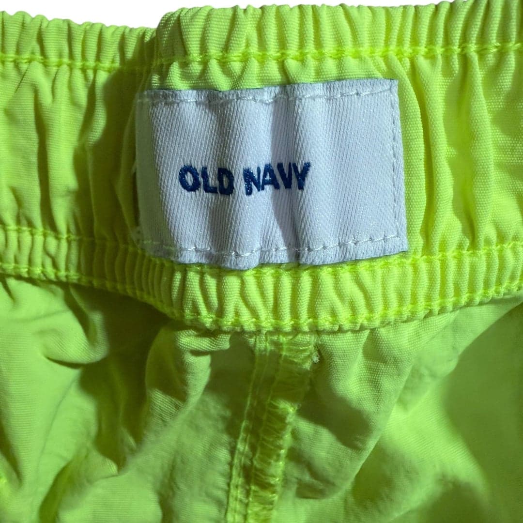 Old Navy Men’s Neon Green Swim Trunks XL Elastic Waist Nylon Shorts - Thumbnail 3