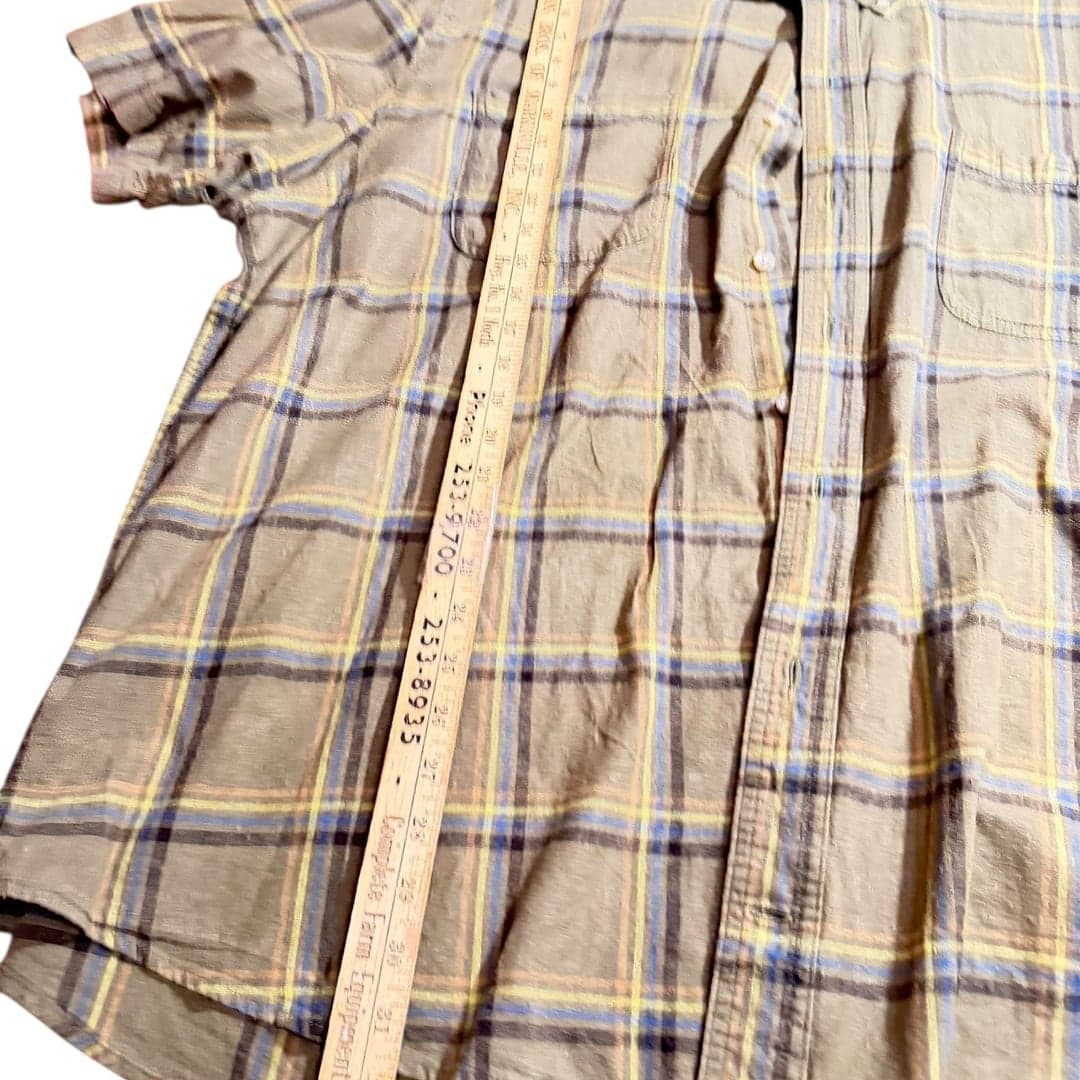 Duluth Trading Co Mens 3XL Plaid Short Sleeve Button Up Hemp Cotton Shirt - Thumbnail 5