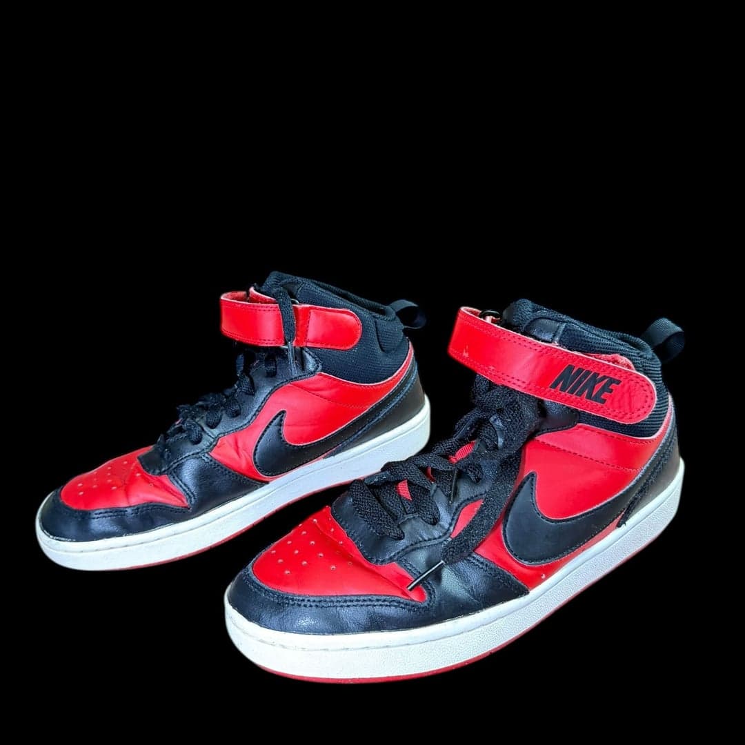 Nike Court Borough Mid 2 GS CD7782-602 Red Black US 6Y Youth - Thumbnail 3