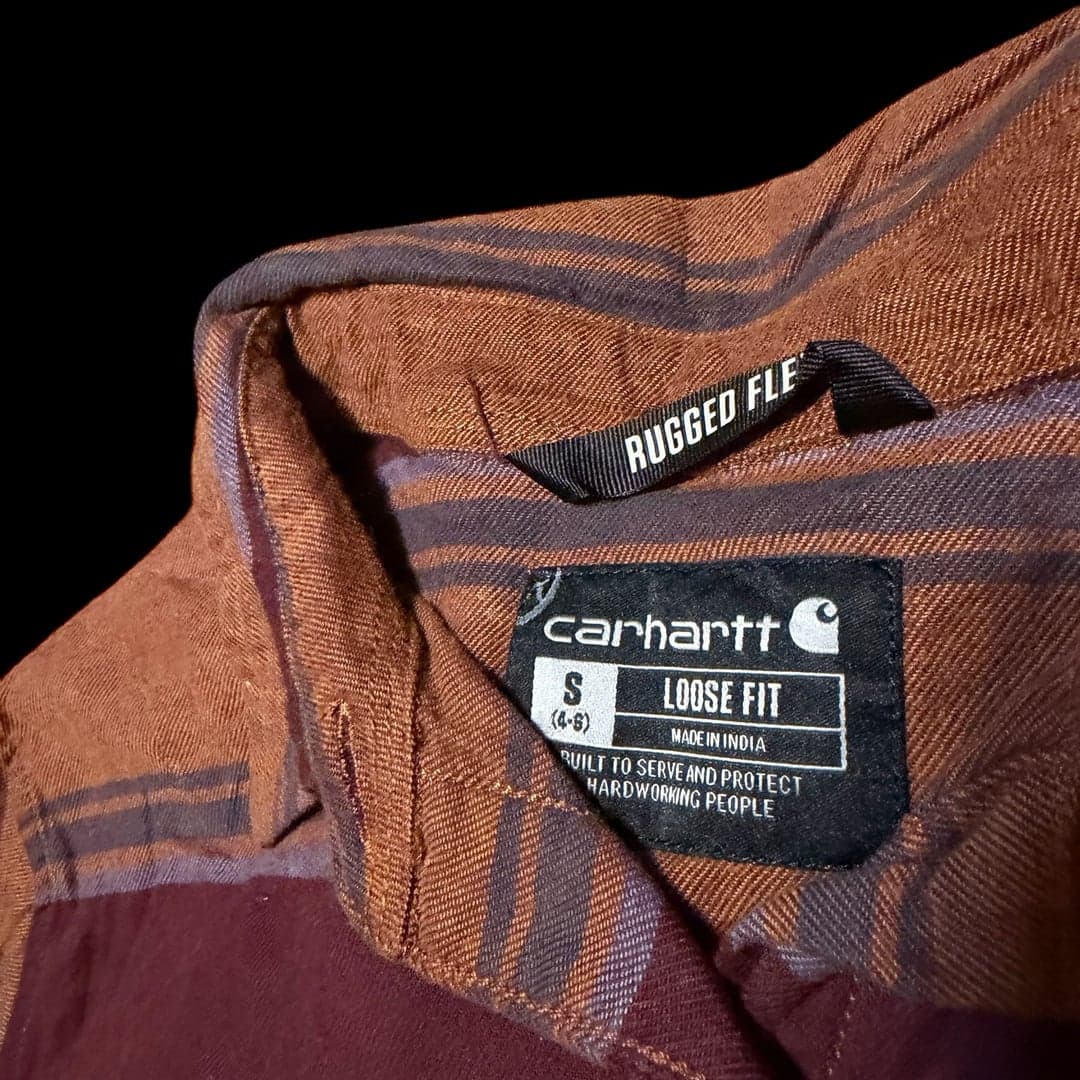 Carhartt Rugged Flex Loose Fit Midweight Flannel Long-Sleeve Plaid Shirt S - Thumbnail 4