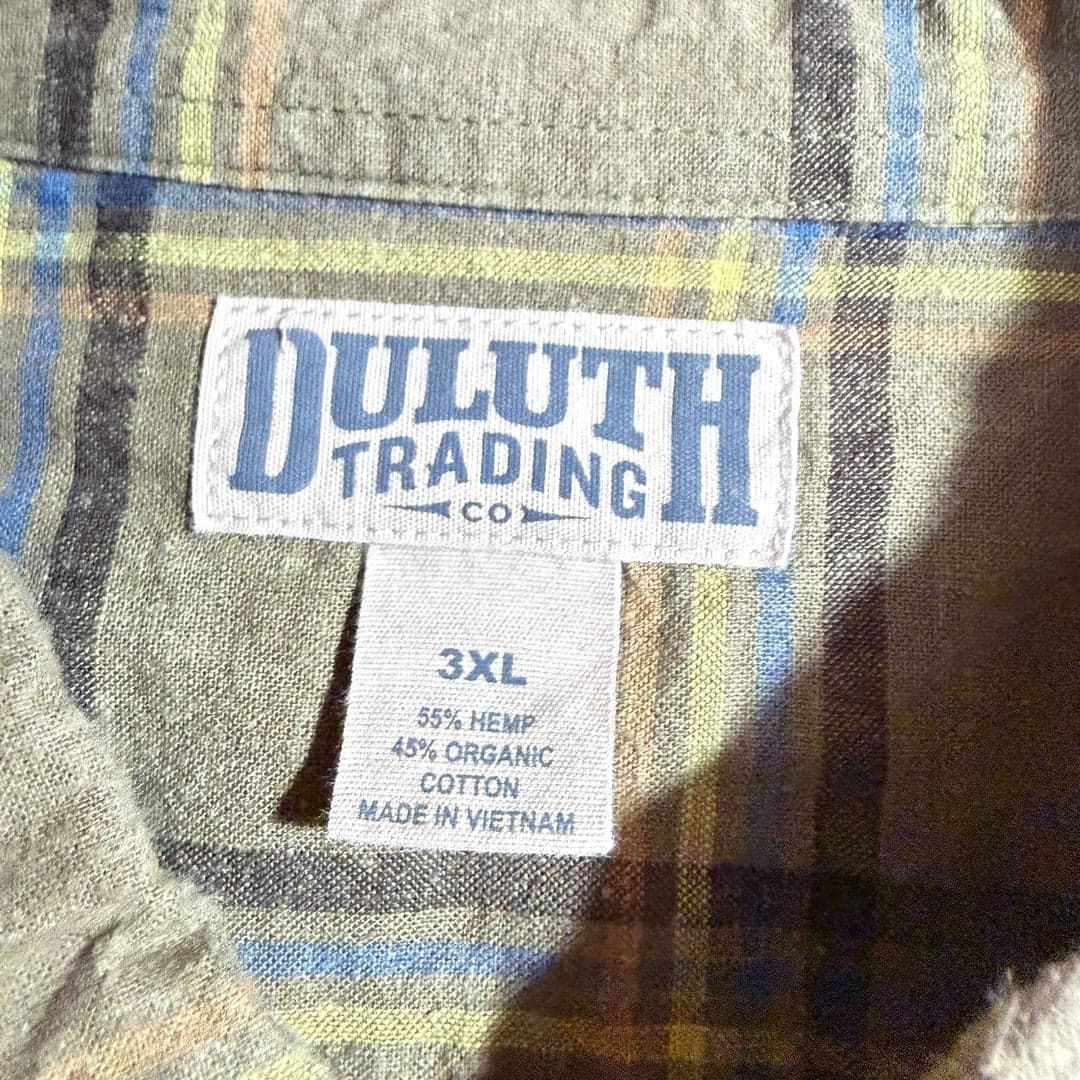 Duluth Trading Co Mens 3XL Plaid Short Sleeve Button Up Hemp Cotton Shirt - Thumbnail 3