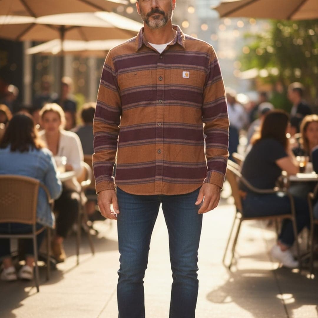 Carhartt Rugged Flex Loose Fit Midweight Flannel Long-Sleeve Plaid Shirt S - Thumbnail 2