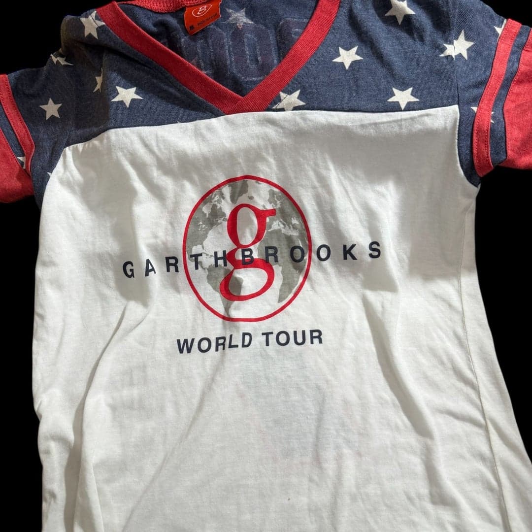 Garth Brooks World Tour #7 Jersey Style Concert T-Shirt Patriotic - Thumbnail 5