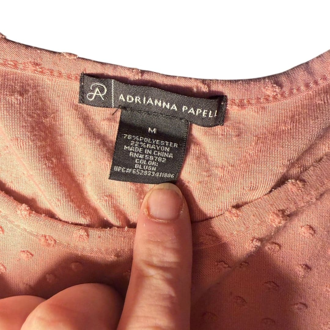 Adrianna Papell Women’s Blush Swiss Dot Short Sleeve Blouse Size M - Thumbnail 3