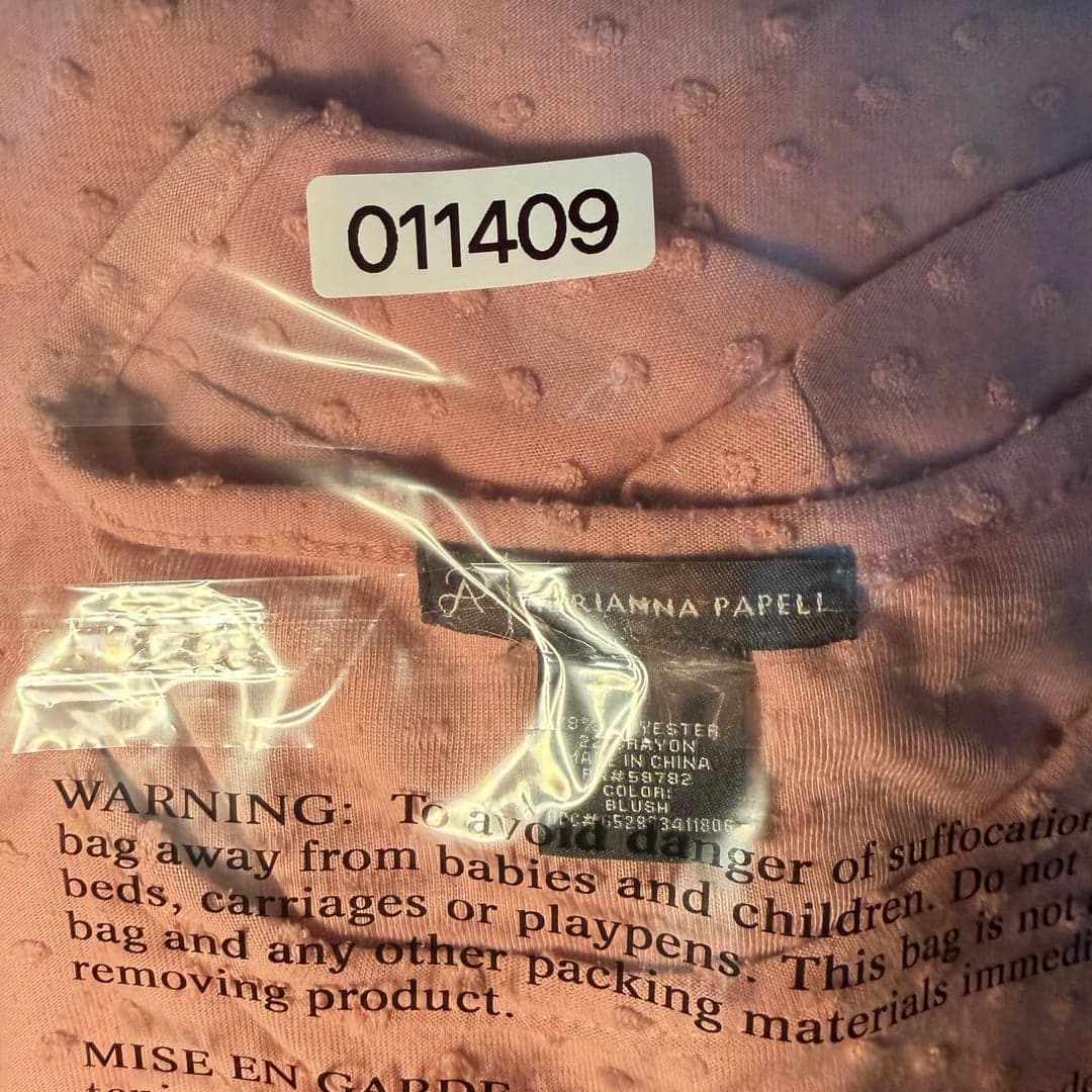 Adrianna Papell Women’s Blush Swiss Dot Short Sleeve Blouse Size M - Thumbnail 6