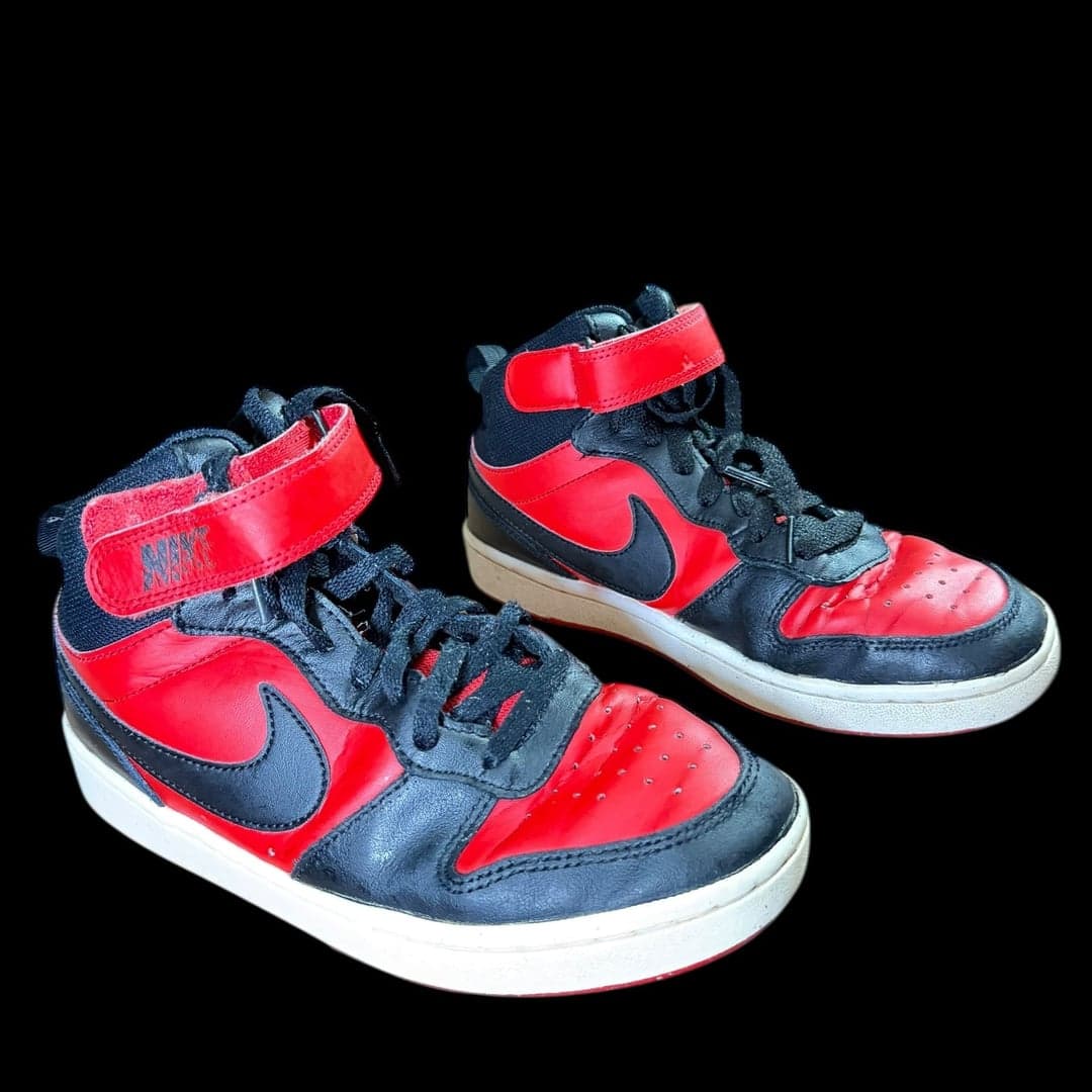 Nike Court Borough Mid 2 GS CD7782-602 Red Black US 6Y Youth - Thumbnail 2