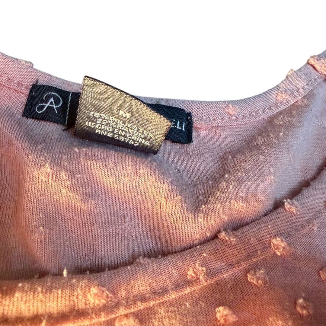 Adrianna Papell Women’s Blush Swiss Dot Short Sleeve Blouse Size M - Thumbnail 4