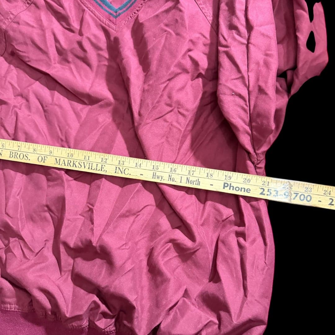 PGA Tour Men’s V-Neck Golf Windbreaker Pullover Medium Burgundy - Thumbnail 5