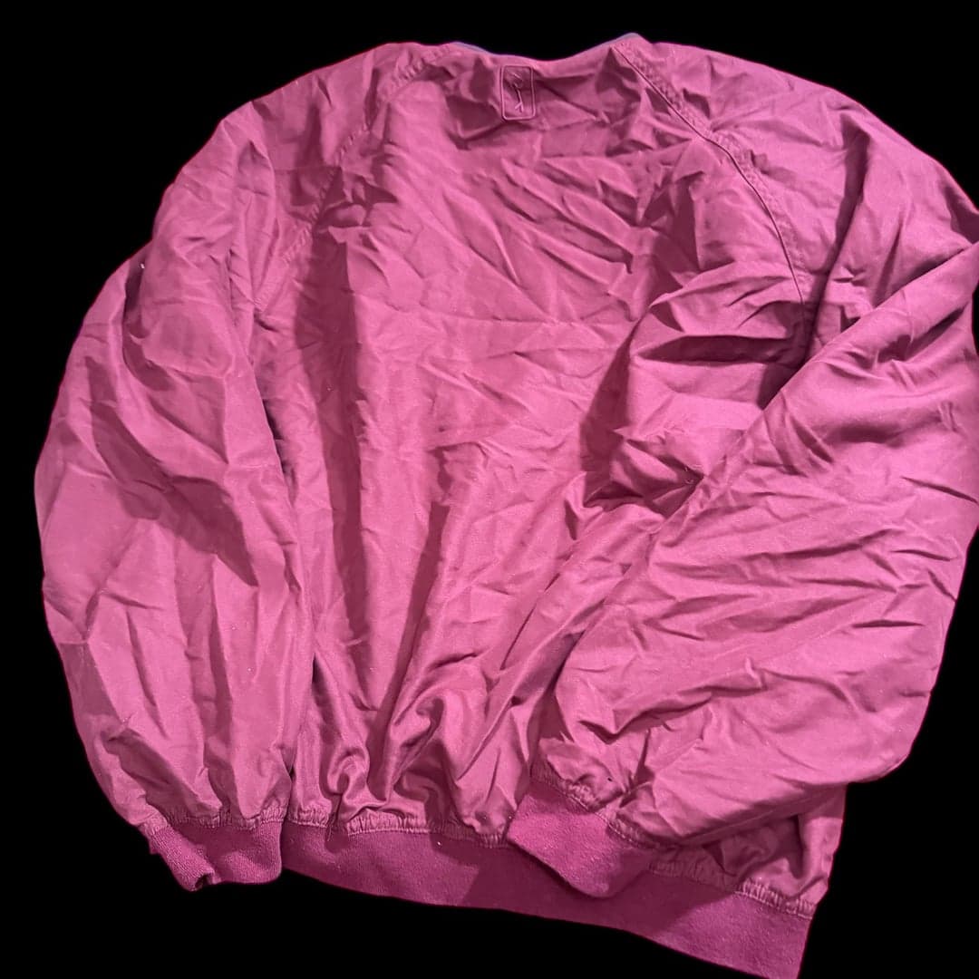 PGA Tour Men’s V-Neck Golf Windbreaker Pullover Medium Burgundy - Thumbnail 2
