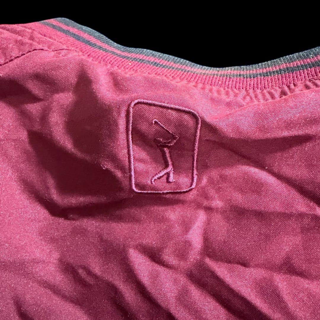 PGA Tour Men’s V-Neck Golf Windbreaker Pullover Medium Burgundy - Thumbnail 6