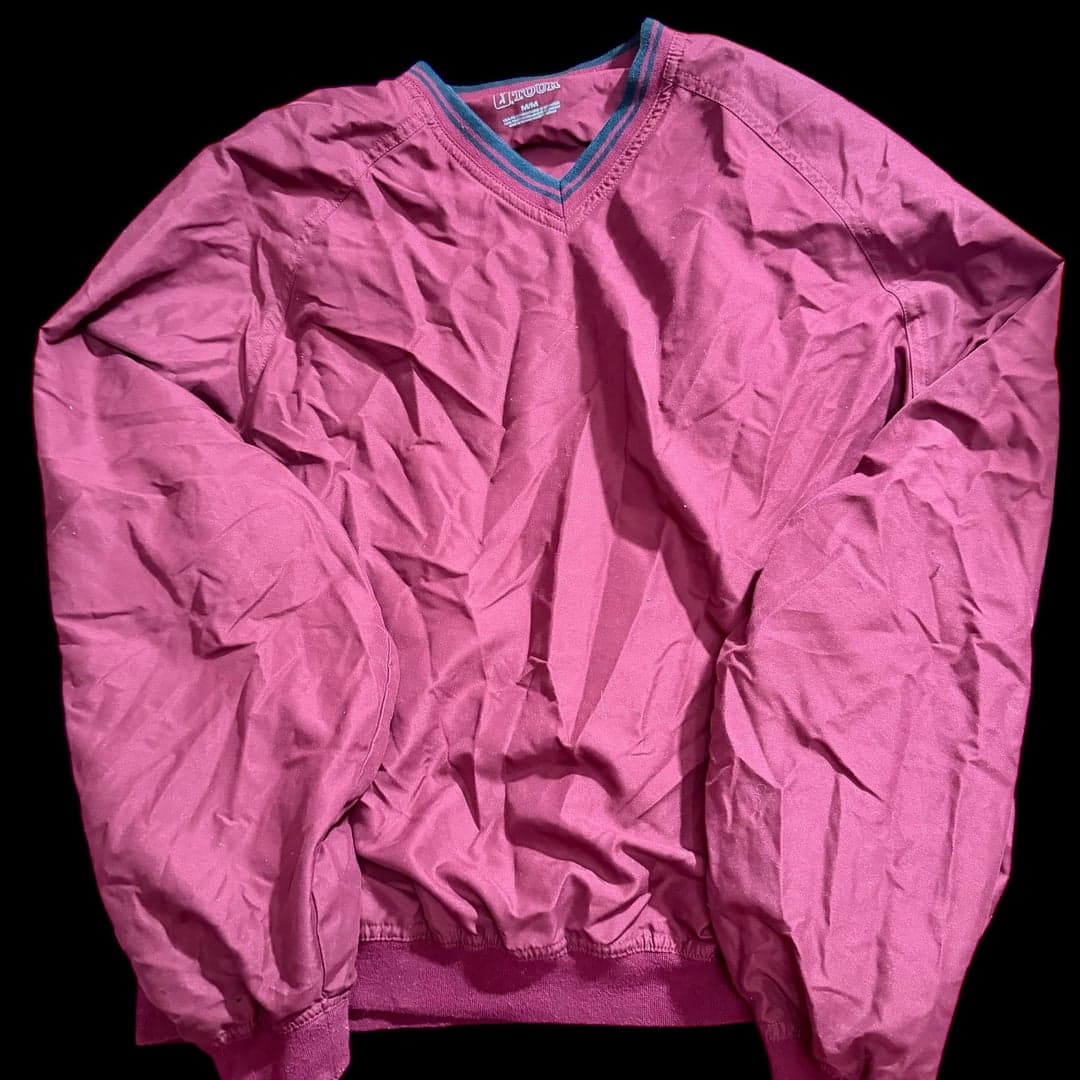 PGA Tour Men’s V-Neck Golf Windbreaker Pullover Medium Burgundy - Image 1