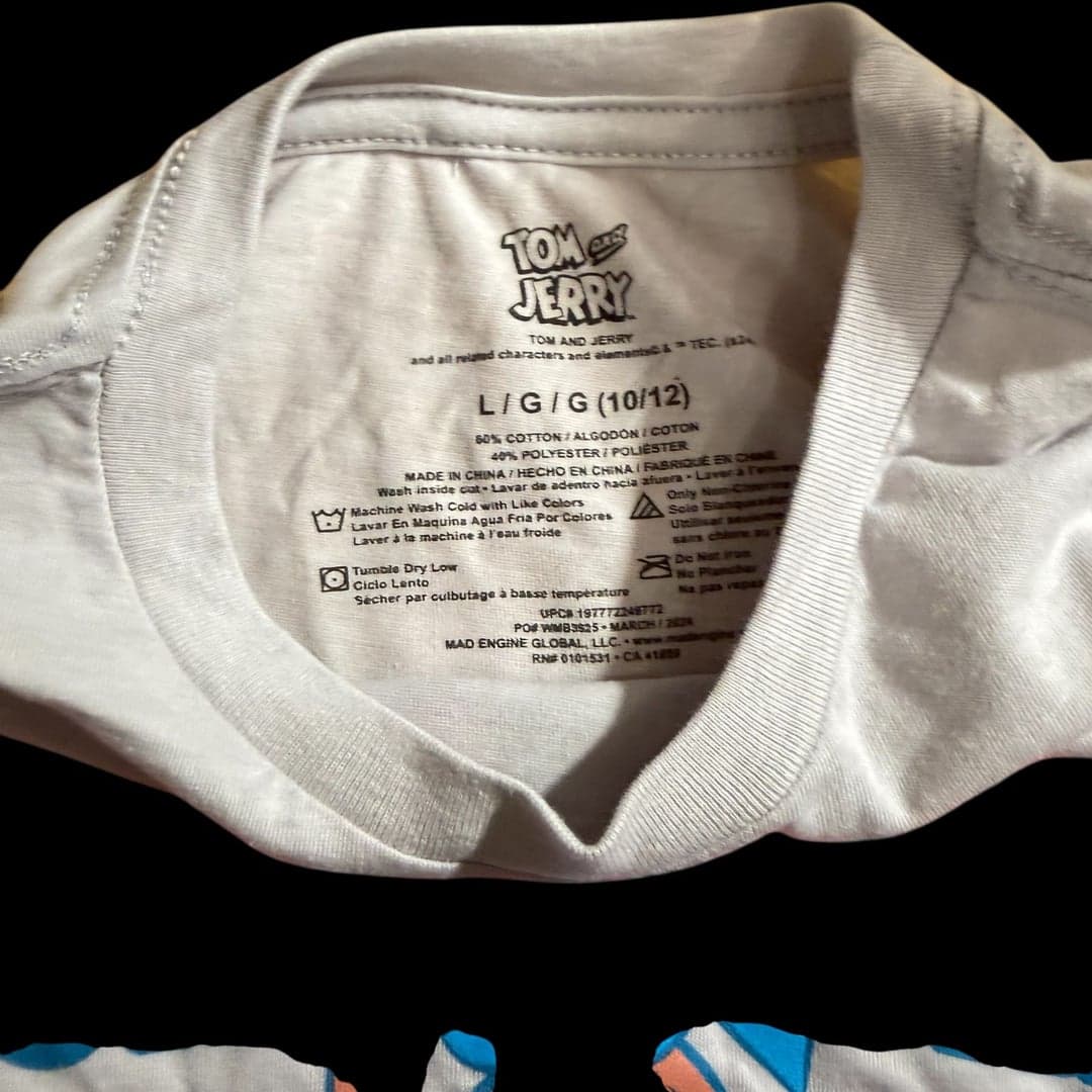 Tom and Jerry Youth Graphic T-Shirt Size L 10/12 Cartoon Tee - Thumbnail 4