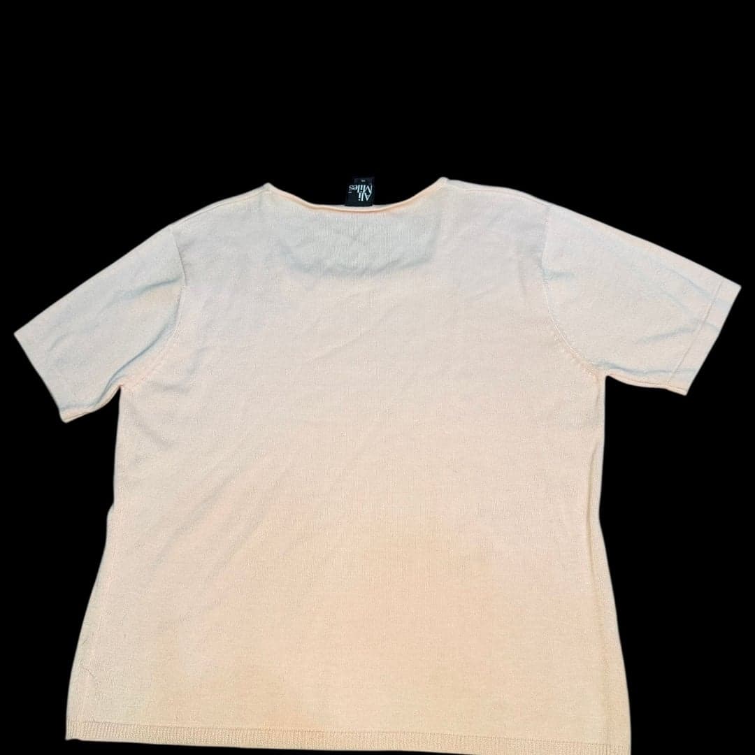 Ali Miles Women’s Knit Short Sleeve Top XL Blush Pink Asymmetrical Neckline - Thumbnail 2