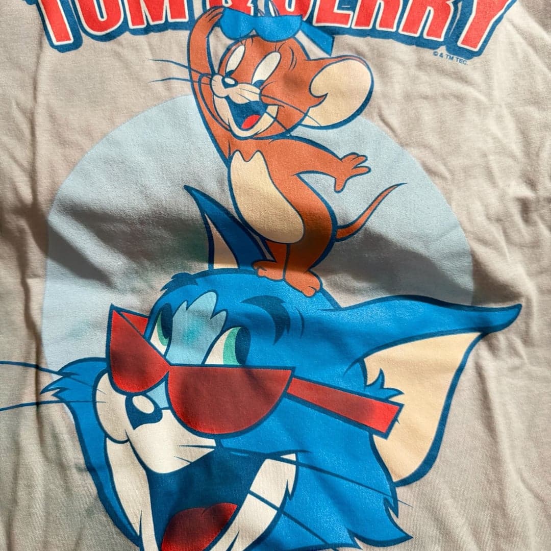 Tom and Jerry Youth Graphic T-Shirt Size L 10/12 Cartoon Tee - Thumbnail 3
