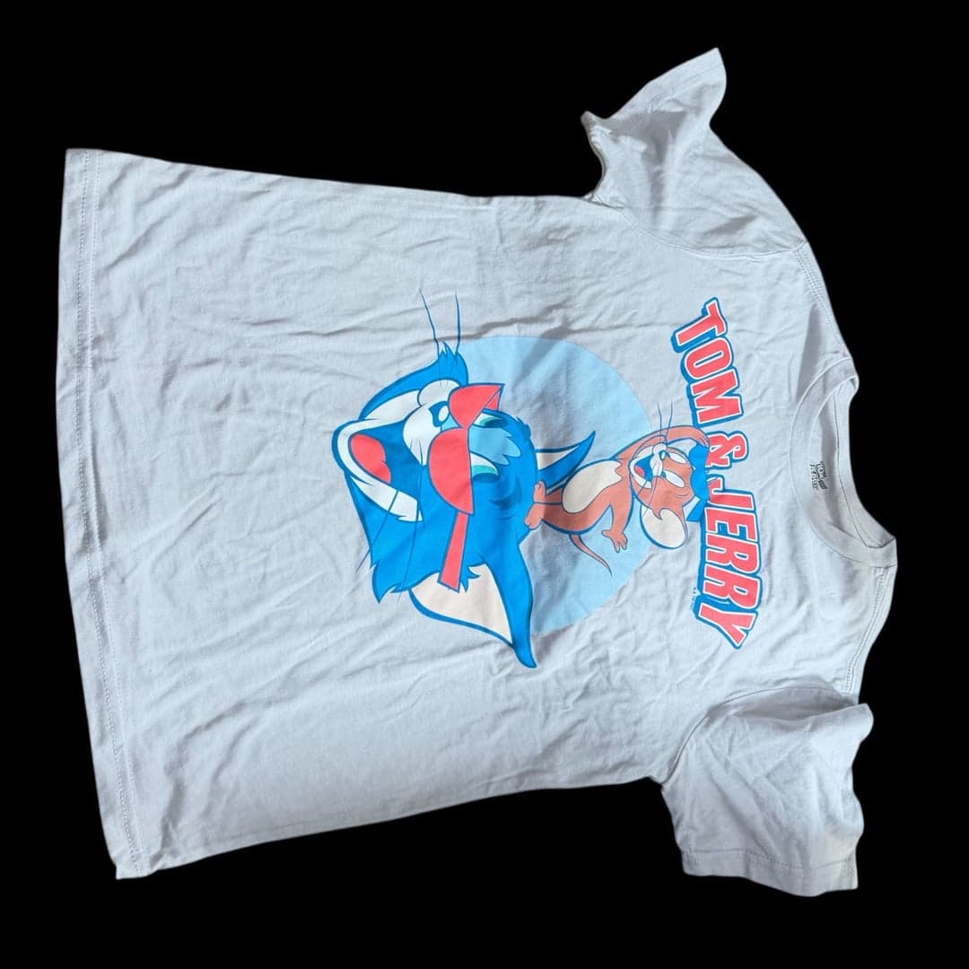 Tom and Jerry Youth Graphic T-Shirt Size L 10/12 Cartoon Tee